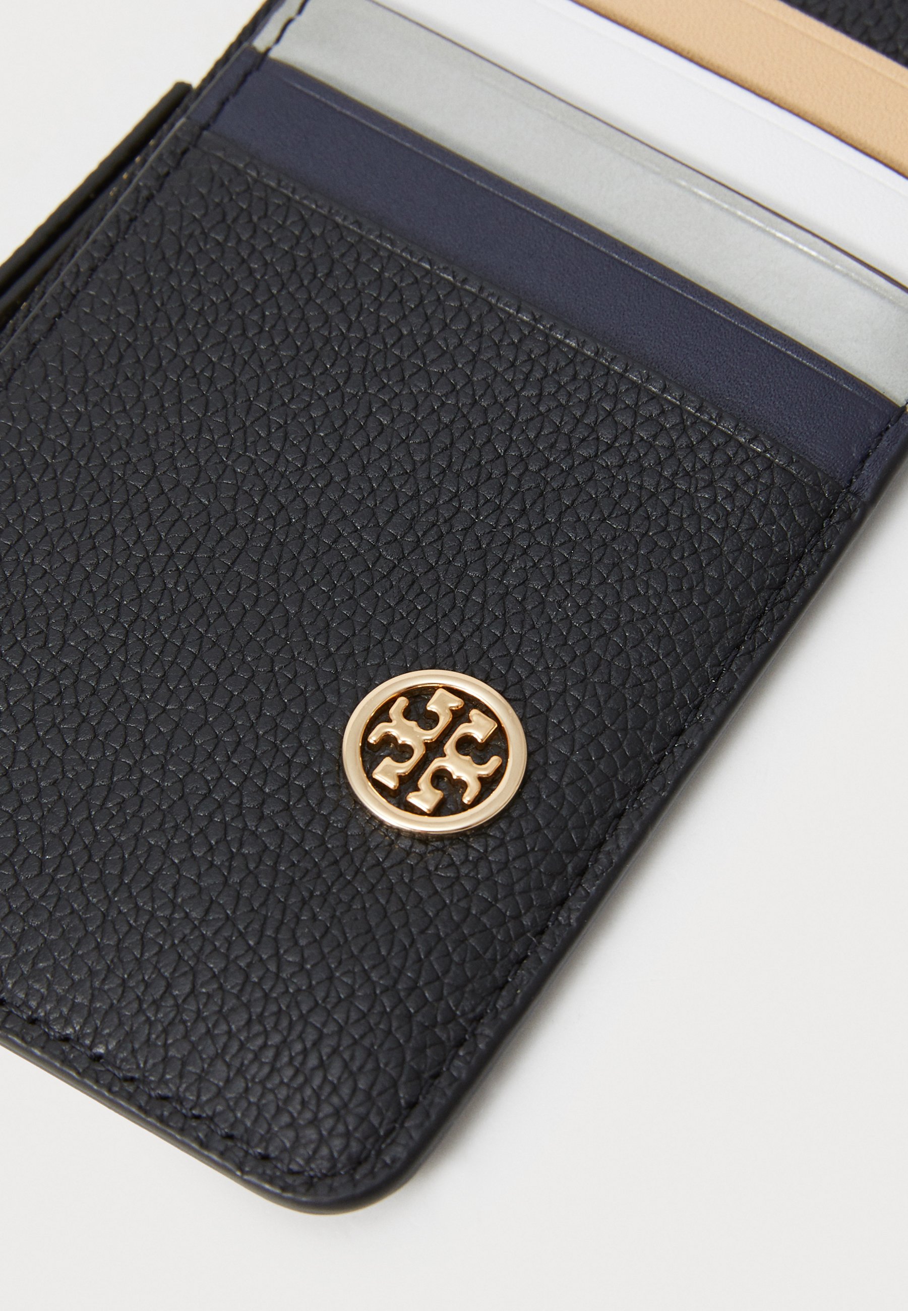 ★TB★Robinson Card Holder Wallet★Black Small Robinson Pebbled Wallet: Women's Designer Wallets