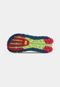 Talpă Vibram cu un design multicolor, prezentând modele interconectate în roșu, albastru și verde. Suprafață texturată pentru o aderență sporită.
