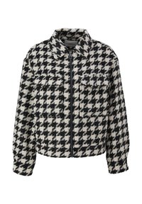 Mustriga houndstooth jakker musta ja kreemika riidega. Omab tõmblukuga esiosa, kraed ja kahte rinna/taskut. Keskmise pikkusega varrukad.
