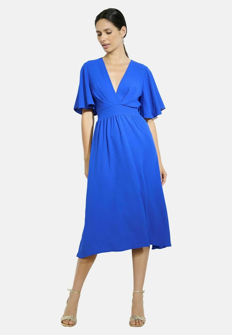 electric blue casual dress Electric blue mini dress made of suiting fabric