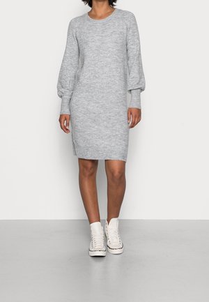 Stickad klänning - mottled light grey