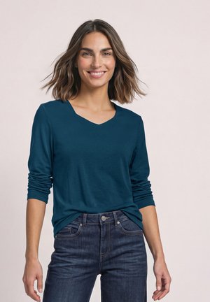 Street One, LONG-SLEEVE TOP WITH SQUARE NECK - T-shirt à manches longues - blue petrol
