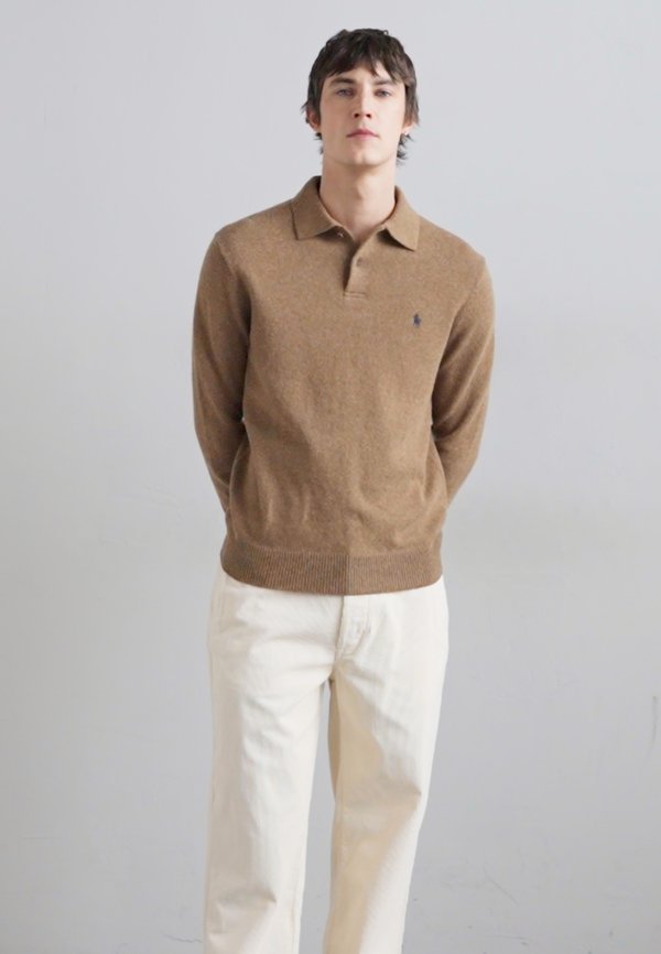 WOOL-COTTON POLO-COLLAR SWEATER - Jumper - copper melange2