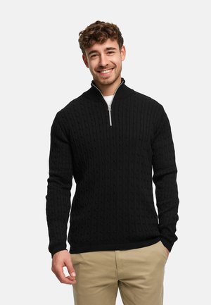CABLE HALF-ZIP - Striktrøje - black