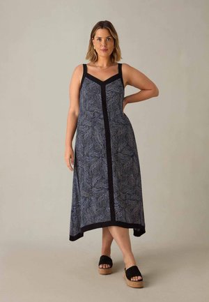 Live Unlimited London ABSTRACT SPOT HANKY HEM MIDI - Jurk - blue