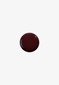 Bordeaux nagellak in een ronde druppelvorm, glanzende afwerking, gladde textuur, met een diepe rijke tint en zonder zichtbare patronen of accenten.
