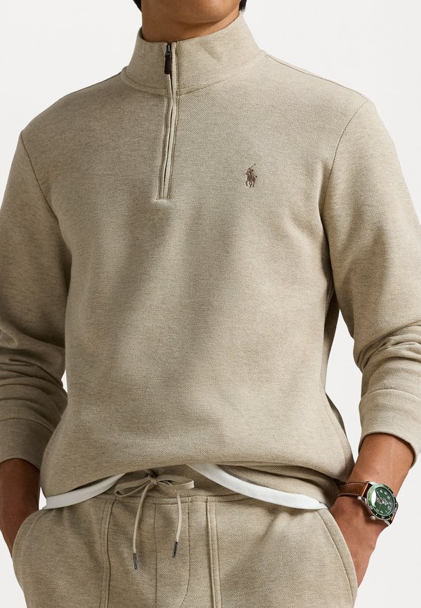 DOUBLE-KNIT QUARTER-ZIP PULLOVER - Long sleeved top - tuscan beige heather3