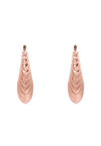 Orecchini a forma di foglia in oro rosa con superficie texturizzata e un dettagliato motivo a venature. Stile a clip.