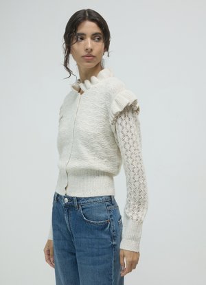 Calliope PERFORÉ À VOLANTS - Strickjacke - blanc