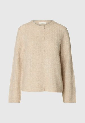 Selected, KNITTED CARDIGAN CABLE - Gilet - birch