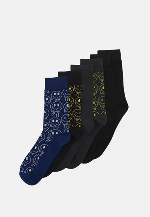Jack & Jones JACMELTED SMILE SOCKS 5 PACK - Socks - true blue/black/asphalt