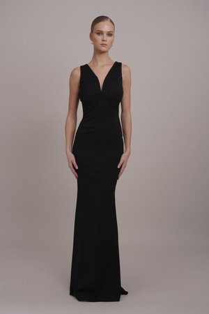 V NECK MAXI - Ballkjole - black