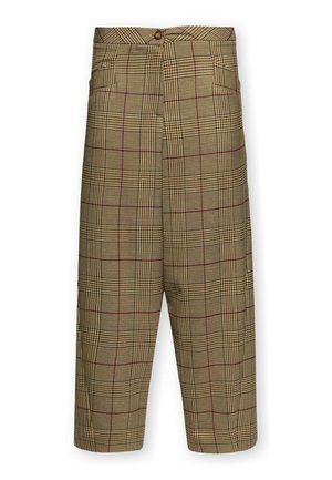 Elena Mirò, PANTALONI CROPPED CHECK - Broek - bordeaux