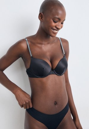 BRA ORCHID RHINESTORE - Push-up BH - black
