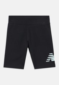 Sorte knælange shorts med bred talje og hvid stiliseret "A"-logo på det nederste højre ben mod en hvid baggrund.