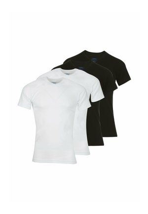 LOT DE 4 TEE COL V  - Caraco - blanc noir
