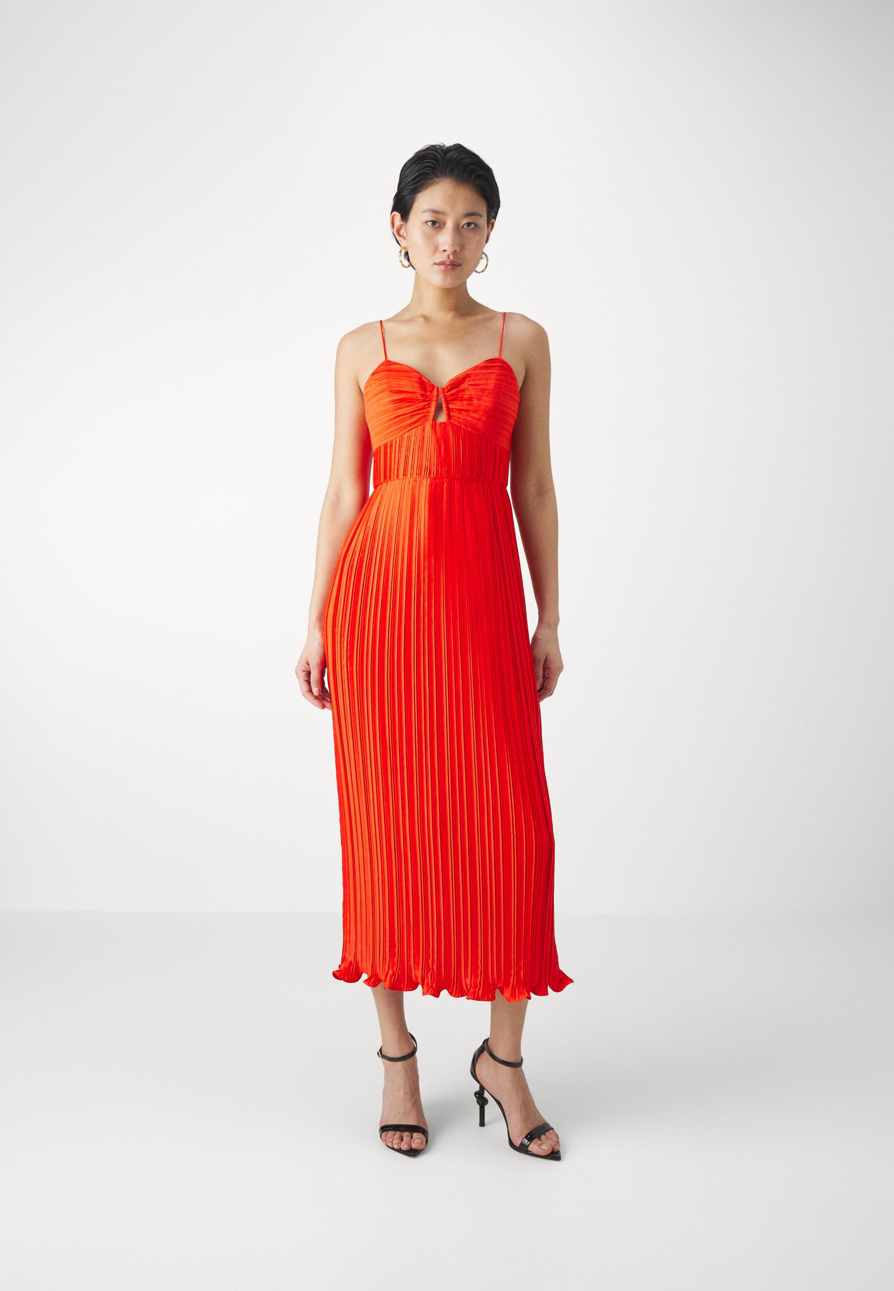 strapless open back dress Charley Pleated Midi Dress in Deep Magenta Pink – Acler main image 0