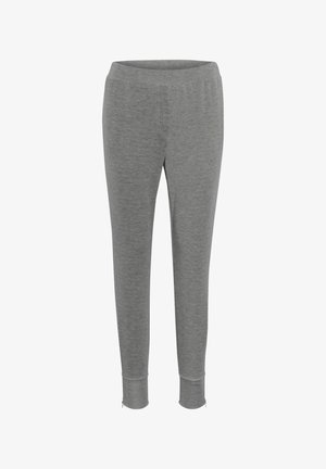 Graue Jogginghosen aus einem weichen Baumwoll-Mischgewebe, mit einem schmal zulaufenden Design, elastischem Bund und Reißverschlussbündchen an den Knöcheln.