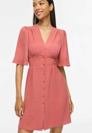 VILA SHORT DRESS VISKOV SHORT SLEEVED - Skjortekjole - rose brown