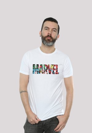 MARVEL AVENGERS LOGO CHARACTERS - PREMIUM SUPERHELDEN IRON MAN CAPTAIN AMERICA HULK THOR LOKI PUNISHER SPIDER-VENOM FAN MERCH - Print T-shirt - white