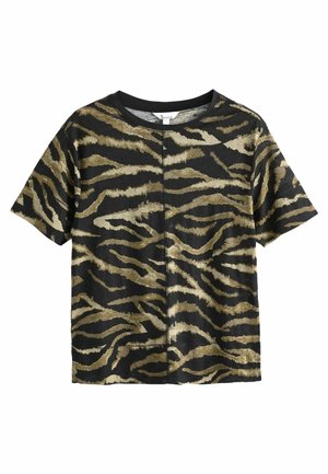 CREW NECK SHORT SLEEVE - Základné tričko - black brown stripe