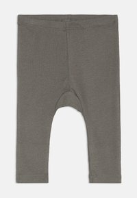 Απλά γκρίζα κολάν για νήπια με ελαστική μέση, χωρίς ραφές και με μήκος μέχρι τον αστράγαλο σε λευκό φόντο.