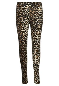 Legging s leopard uzorkom s sjajnim završetkom, mekanim tkaninom, elastičnom strukom i uskim, prilagođenim dizajnom bez vidljivih dijelova.