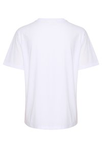 Biele krátke tričko s krátkym rukávom z bavlny, s oblým výstrihom a voľným strihom. Na zadnej strane bez viditeľných log alebo vzorov.