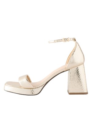 REGULAR FIT - FOREVER COMFORT SQUARE TOE PLATFORM FLARE HEELS - Sandály na vysokém podpatku - gold