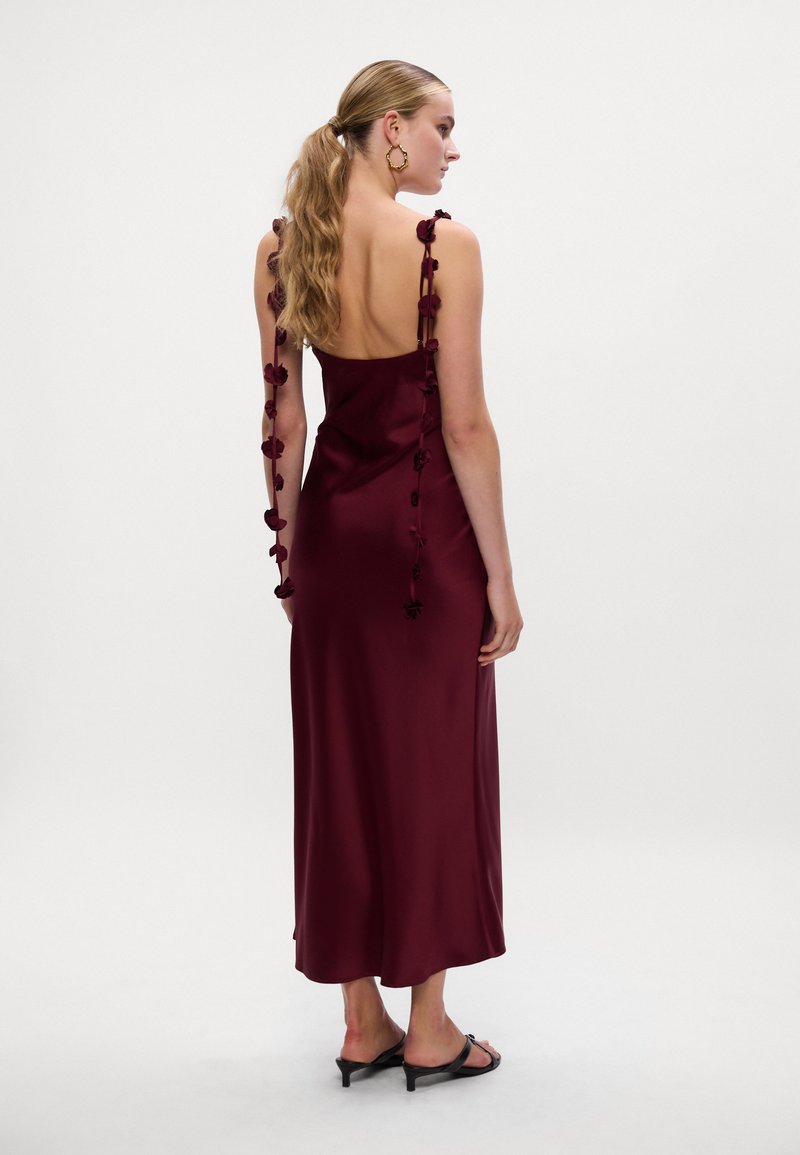 latex bodycon dress Katie Burgundy Satin Cowl Neck Mini Dress main image 0