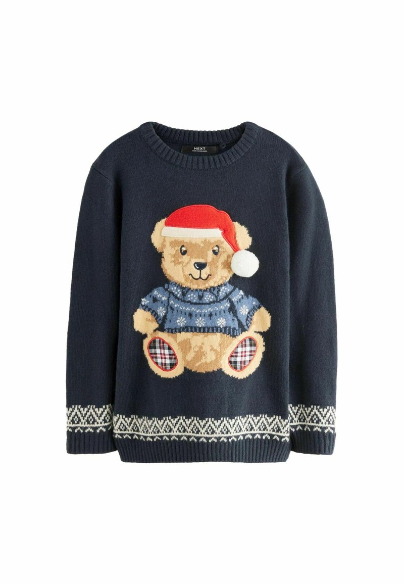 NEXT Jungen Sweatshirt Mit Rundhals Und Durchgehendem Print – Navy Blue Bear, Größe 86-92, Weiche Baumwolle, Maschinenwaschbar