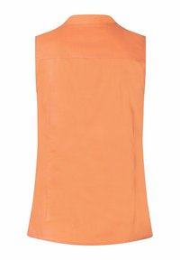 Mouwloos shirt in feloranje, met een kraag, rechte zoom en een gladde textuur. Geen zichtbare patronen of hardwaredetails.