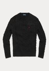 CABLE KNIT COTTON SWEATER - Jumper - black