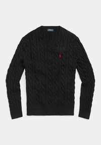 CABLE KNIT COTTON SWEATER - Jumper - black