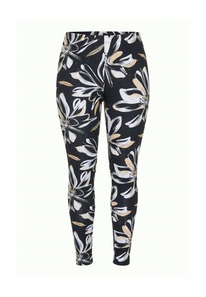 MIAMODA, LEGGINGS, TIGHT FIT, BLUMENMUSTER - Leggingsit - black