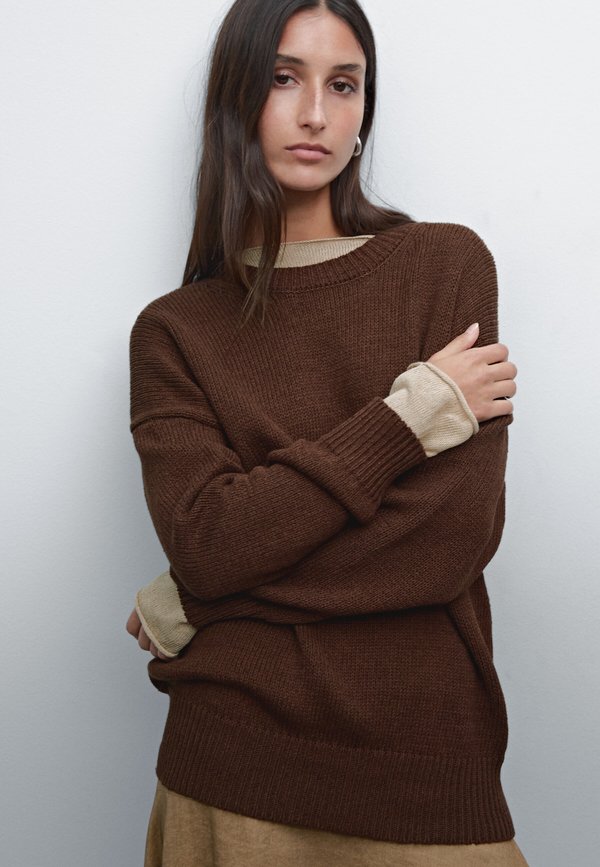 CREW NECK - Strickpullover - mottled bordeaux