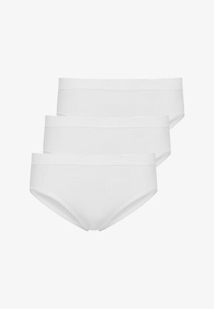 Bragas hipster de algodón blancas, con una banda suave en la cintura y diseño sin costuras. Se incluyen tres pares, con una textura suave y elástica.