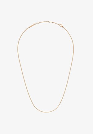 Guldfarvet metalkæde halskæde med et delikat, tyndt design og en karabinlås. Glat, blank finish med diskrete led.