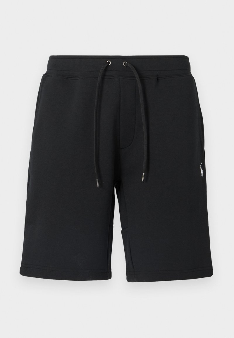 Shorts in cotone neri con vita elasticizzata, coulisse e punte in metallo. Presentano tasche laterali e un piccolo logo sulla gamba.