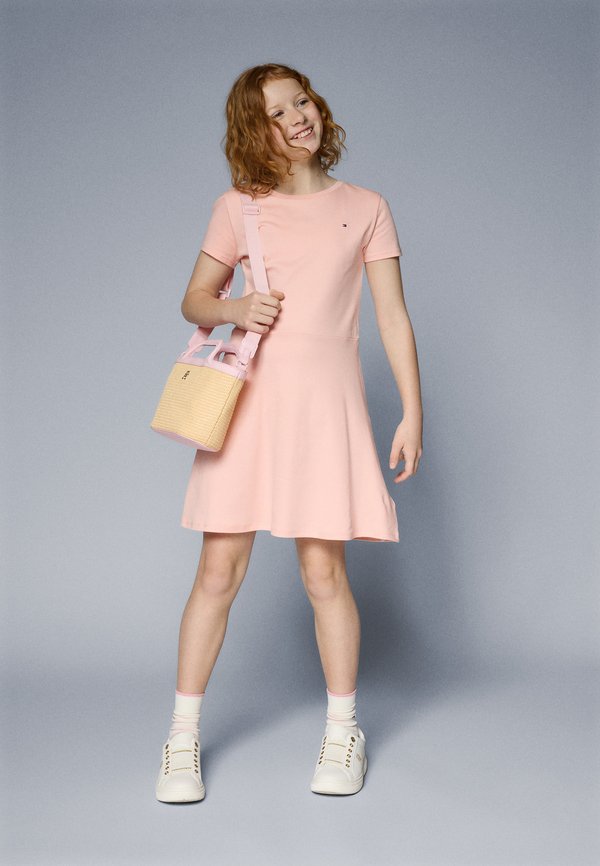 ESSENTIAL SKATER - Jersey dress - coral ice4