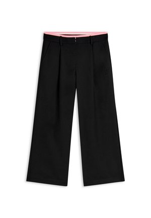 WIDE CON STRASS E DETTAGLI A RIGHE - Pantalones - black