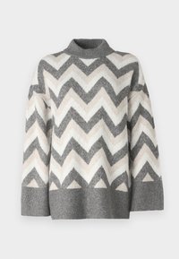 ONLTRINE ZIGZAG - Strikkegenser - medium grey/oxford tan/cloud dancer