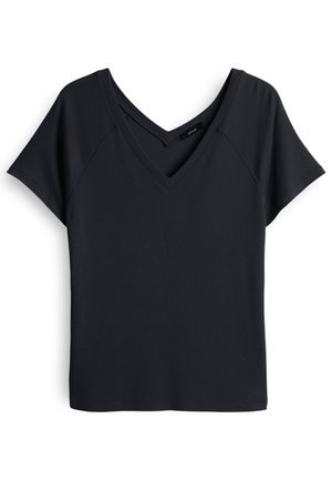 OPUS SLIM FIT RIB - T-Shirt basic - coal blue