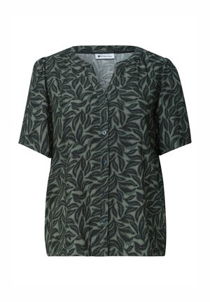 Street One, KURZARM BLUSE MIT SPLIT NECK UND KNÖPFEN - Blouse - deep bound green