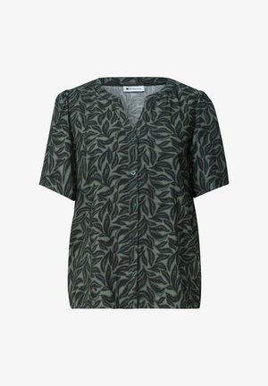 Street One, KURZARM BLUSE MIT SPLIT NECK UND KNÖPFEN - Blouse - deep bound green