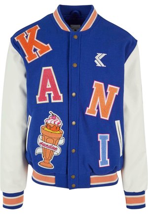 Karl Kani BLOCK PATCH COLLEGE - Kurtka Bomber - navy offwhite