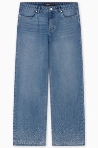 RHINESTONE - Jean large - denim blue