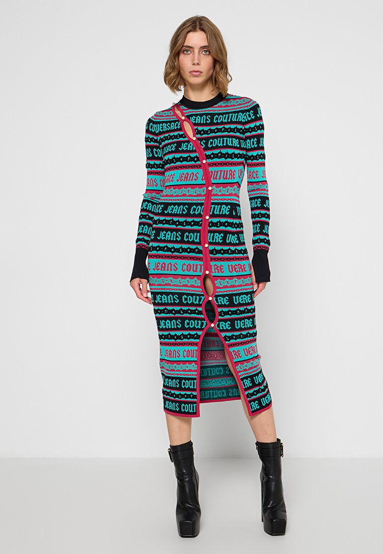 Versace Jeans Couture Gebreide jurk turquoise Versace Jeans Couture Gebreide jurk turquoise