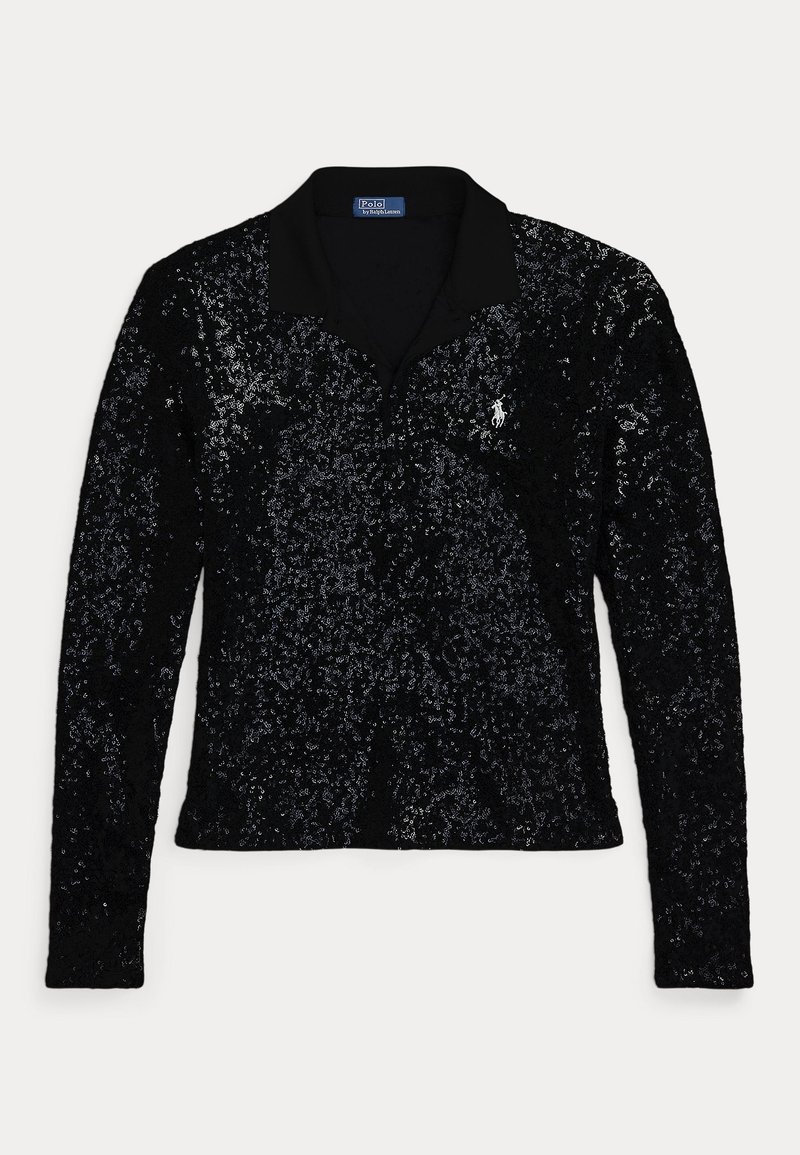 Polo Ralph Lauren SLIM FIT SEQUINED STRETCH POLO SHIRT - Stickad tröja - polo black