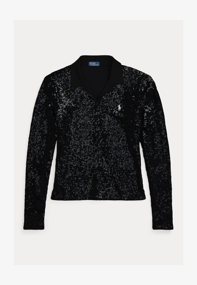 Polo Ralph Lauren SLIM FIT SEQUINED STRETCH POLO SHIRT - Stickad tröja - polo black